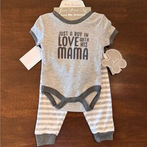 Baby Essentials Gray and White Matching Set